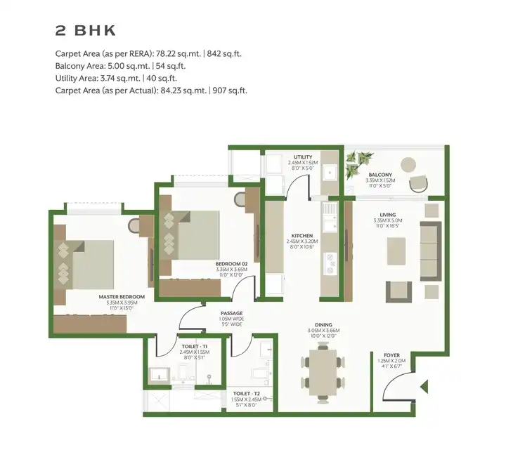 Alembic Cloud Forest 2 BHK floor plan
