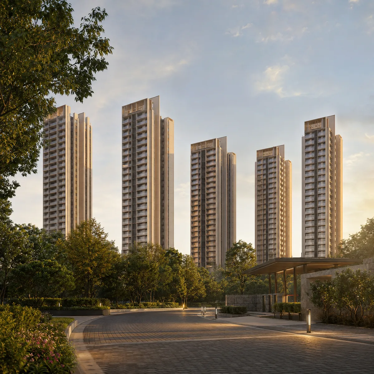Indicative tower elevation, six towers on an indicative 15 acres — Assetz Nari & Nami