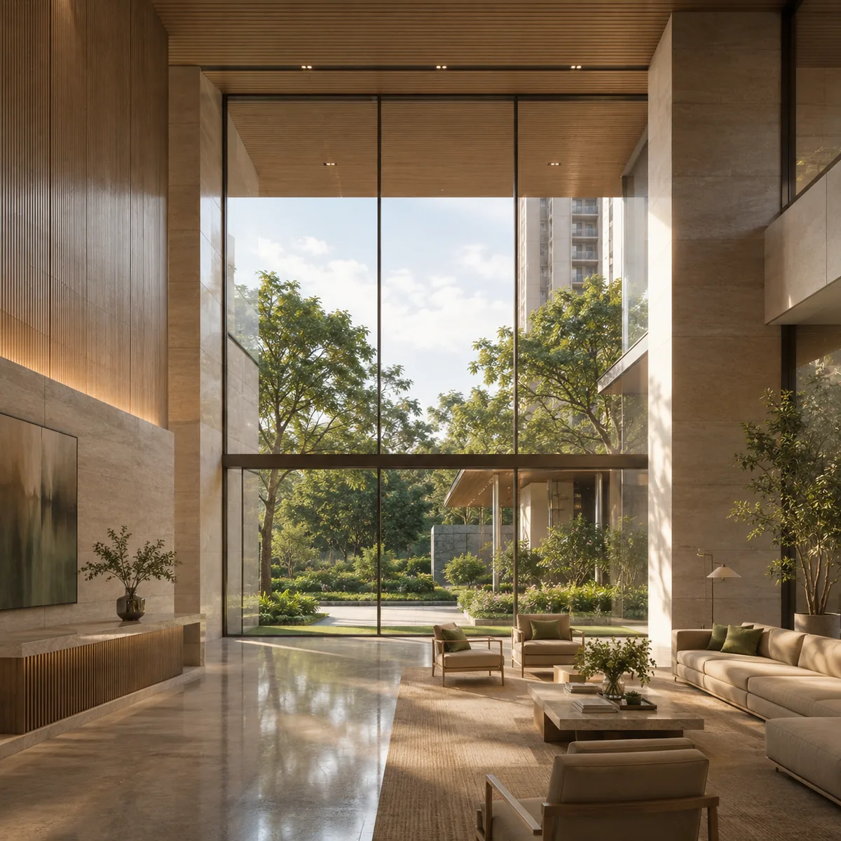 Indicative double-height tower lobby onto the podium — Assetz Nari & Nami