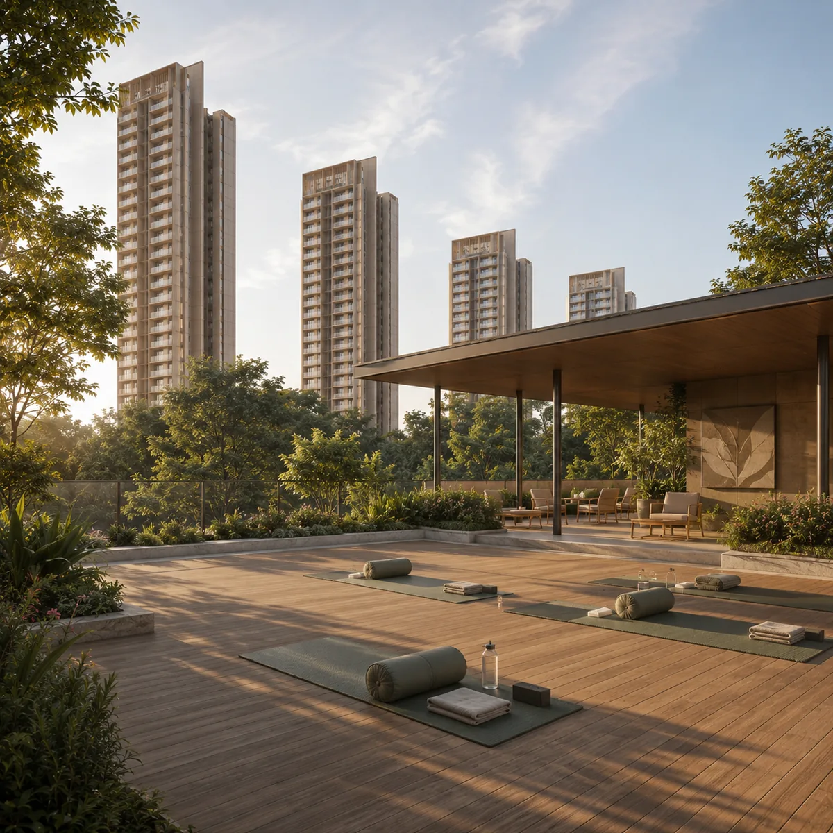 Indicative open-air wellness deck on the podium — Assetz Nari & Nami