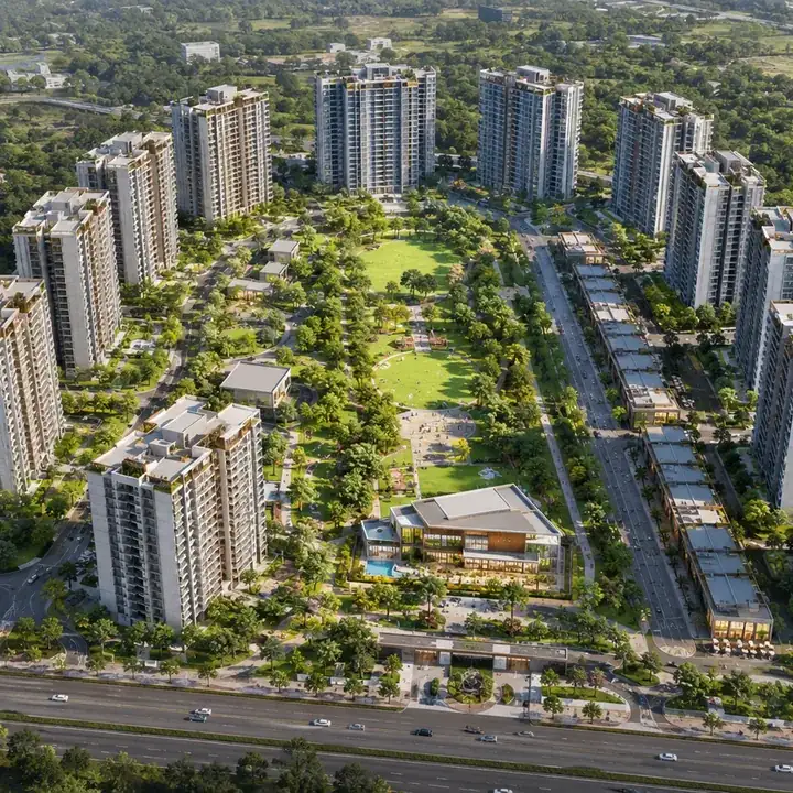 Aerial view of the 40-acre integrated township on kadugodi-hoskote road, whitefield - Brigade Granada